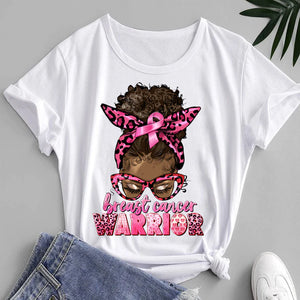 Breast Cancer Warrior Afro Messy Bun