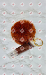 Fur ball Keychain with Lip Gloss