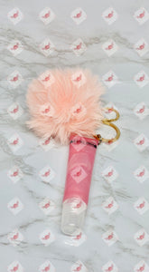 Fur ball Keychain with Lip Gloss